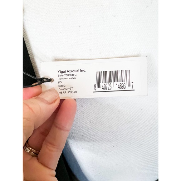 Yigal Azrouël Evening Gown Silk Navy NWT Sz 2 - Picture 7 of 9